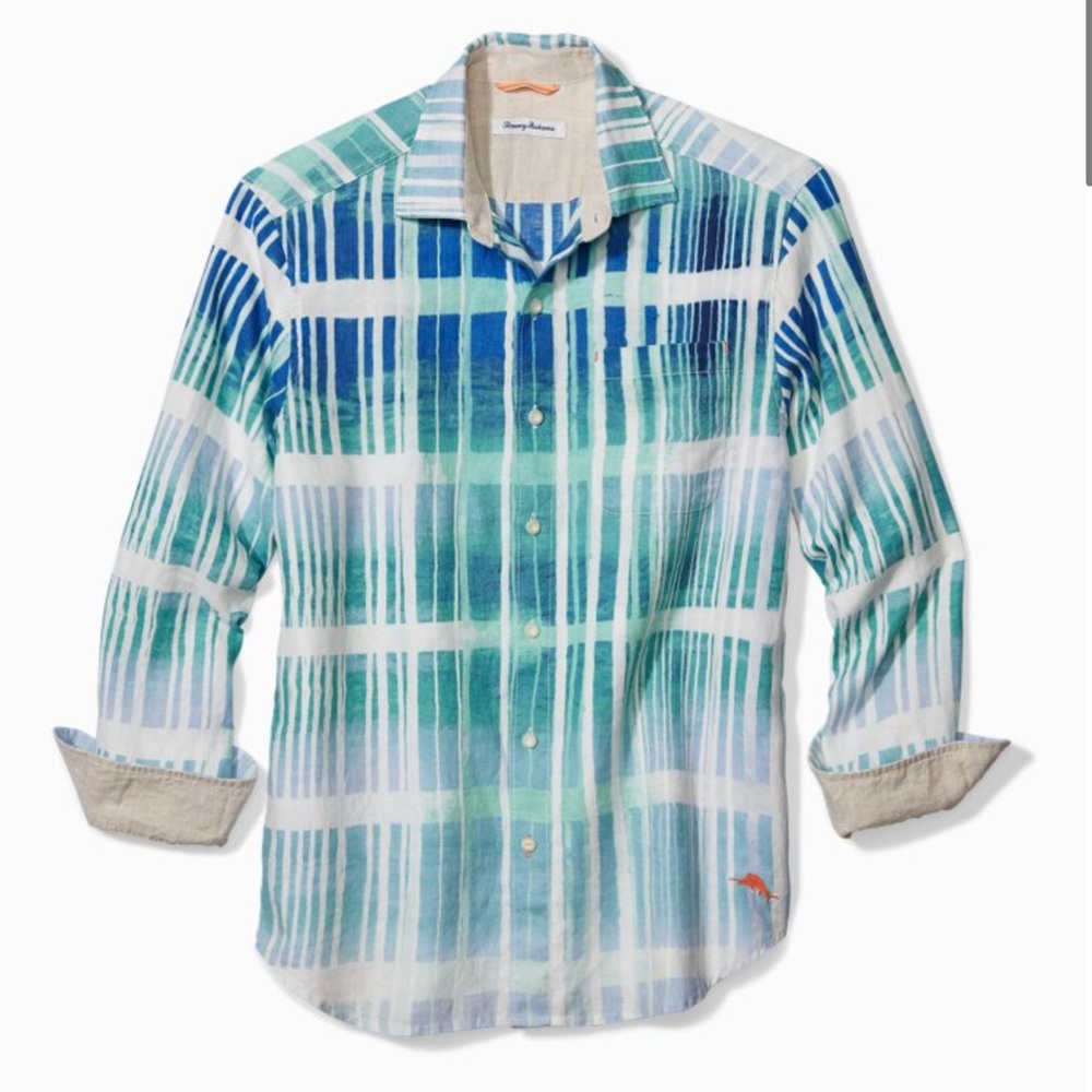 Tommy Bahama Okeechobee Ombré Breezer 100% Linen Shirt - Size Large